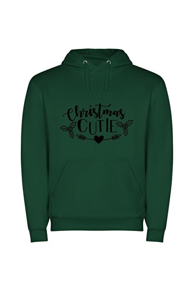 iLovePrints Holly Heart's Holiday Cutie Φούτερ με κουκούλα σε χρώμα Πράσινο