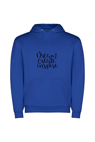 iLovePrints Dream Inspire Create Overcome Φούτερ με κουκούλα σε χρώμα Μπλε