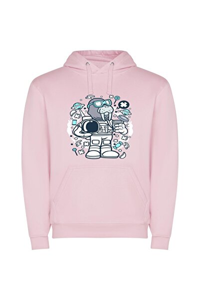 iLovePrints Cosmic Coffee Collection Φούτερ με κουκούλα σε χρώμα Ροζ