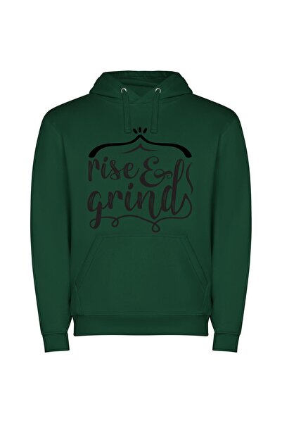 iLovePrints Grind & Rise: Aesthetically Chic Φούτερ με κουκούλα σε χρώμα Πράσινο