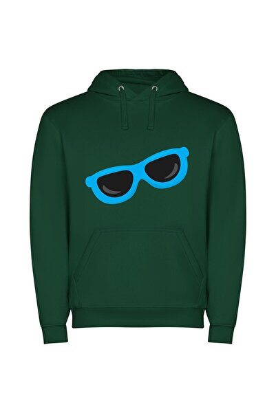 iLovePrints Blue Shades of Style Φούτερ με κουκούλα σε χρώμα Πράσινο