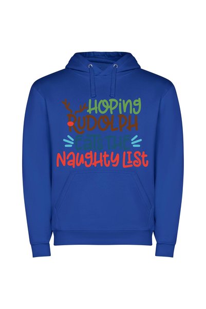 iLovePrints Rudolph's Festive Hope Φούτερ με κουκούλα σε χρώμα Μπλε