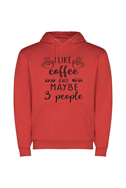 iLovePrints Coffee Obsessed: Brewing Life Φούτερ με κουκούλα σε χρώμα Κόκκινο