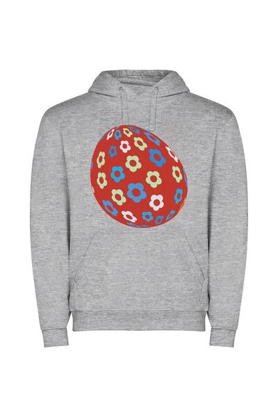 iLovePrints Floral Gemstone Easter Egg Φούτερ με κουκούλα σε χρώμα Γκρι