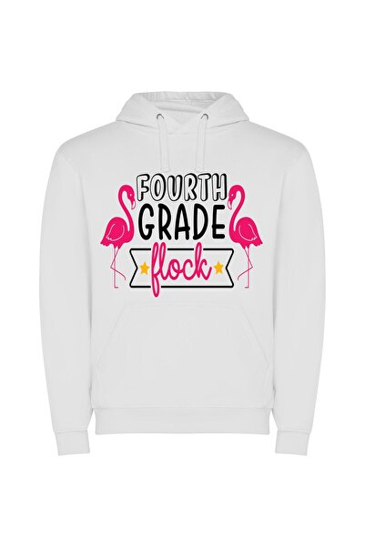iLovePrints Flock Art's Grade 4 Φούτερ με κουκούλα σε χρώμα Λευκό