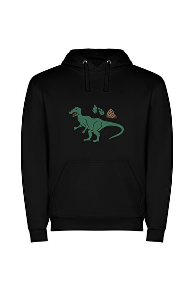 iLovePrints T-Rex Fashion Fiesta Φούτερ με κουκούλα σε χρώμα Μαύρο