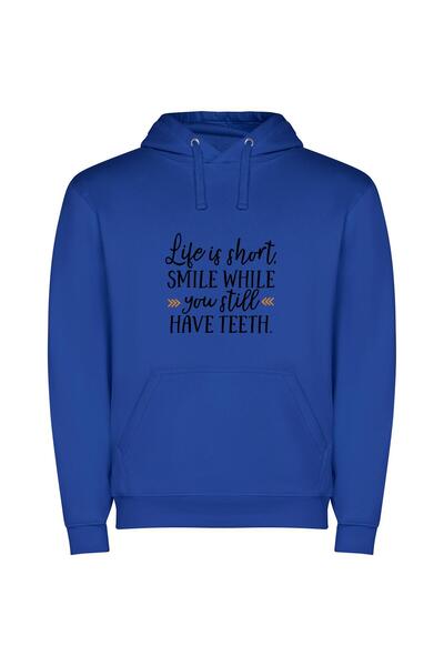 iLovePrints Pearly Grin of Life Φούτερ με κουκούλα σε χρώμα Μπλε