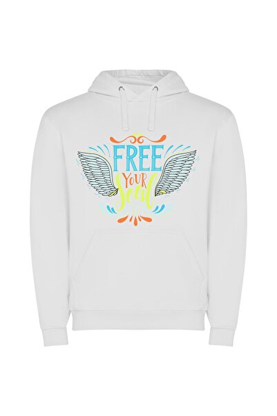 iLovePrints Ethereal Soul Freedom Φούτερ με κουκούλα σε χρώμα Λευκό