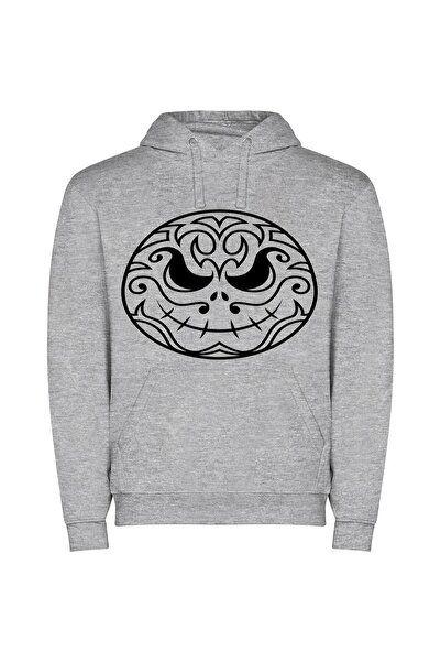 iLovePrints Monochrome Skeleton Symmetry Φούτερ με κουκούλα σε χρώμα Γκρι