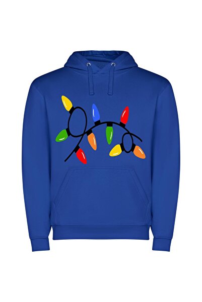 iLovePrints Radiant Festive Illumination Φούτερ με κουκούλα σε χρώμα Μπλε