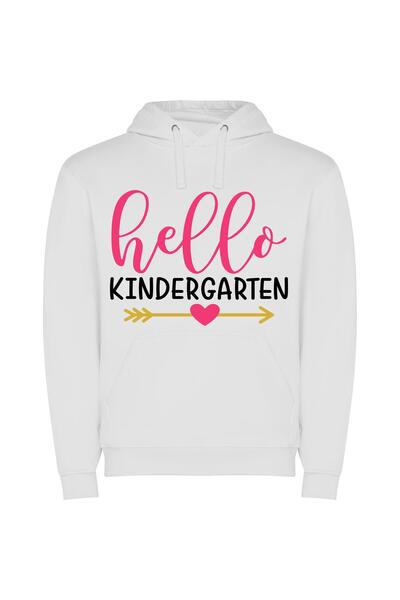 iLovePrints Hello Kids Art Logo Φούτερ με κουκούλα σε χρώμα Λευκό