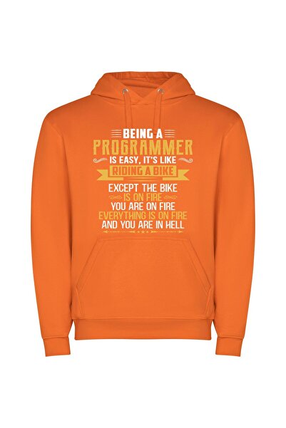 iLovePrints Fiery Programmer's Bicycle Journey Φούτερ με κουκούλα σε χρώμα Πο...