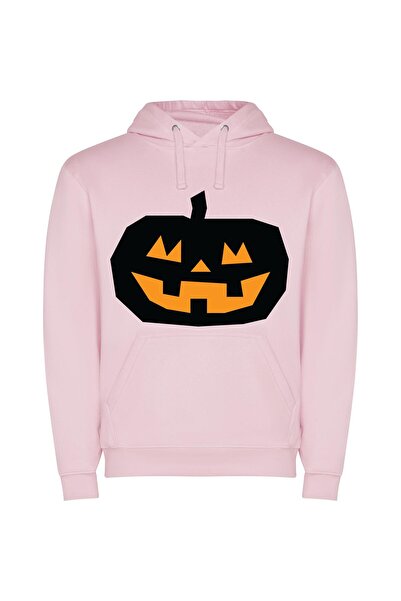 iLovePrints Glowing Halloween Pumpkin Φούτερ με κουκούλα σε χρώμα Ροζ