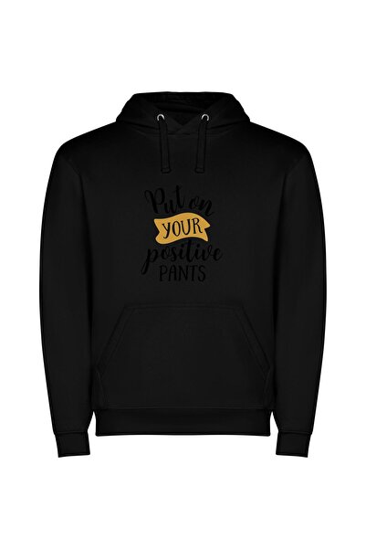 iLovePrints Positively Fun Pants Φούτερ με κουκούλα σε χρώμα Μαύρο
