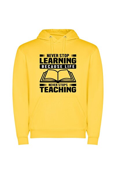 iLovePrints Life's Eternal Classroom Φούτερ με κουκούλα σε χρώμα Κίτρινο