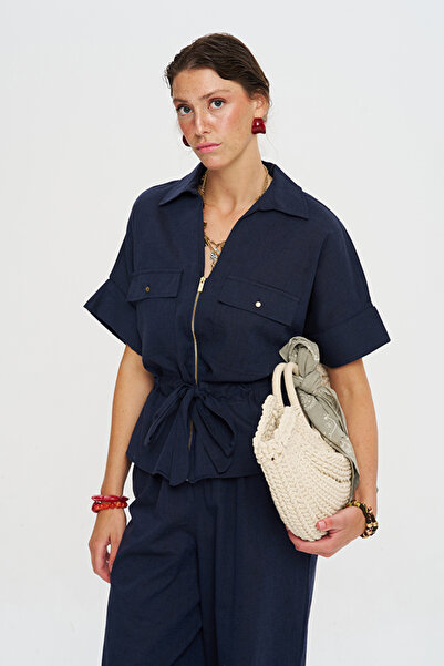 Orfeo Negro Women's Zippered and Waist-Tied Jacket - Shirt