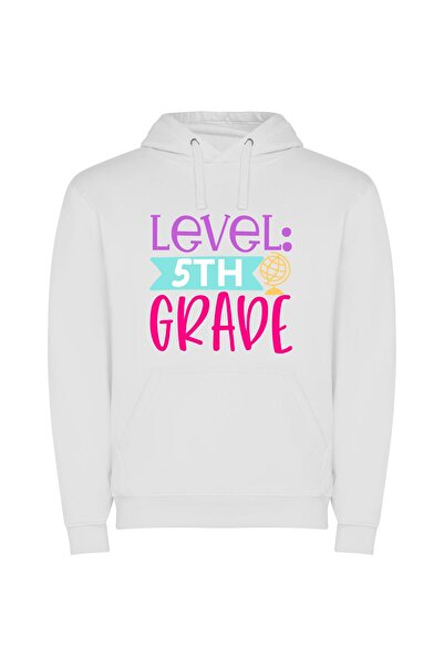 iLovePrints Grade 5 Level Mastery Φούτερ με κουκούλα σε χρώμα Λευκό