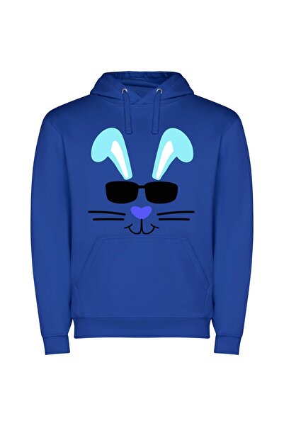 iLovePrints Cool Cat in Ears Φούτερ με κουκούλα σε χρώμα Μπλε