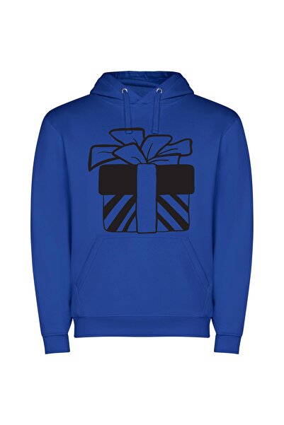 iLovePrints Monochrome Gift Extravaganza Φούτερ με κουκούλα σε χρώμα Μπλε