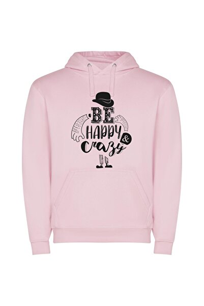 iLovePrints Monochrome Blissful Typography Φούτερ με κουκούλα σε χρώμα Ροζ