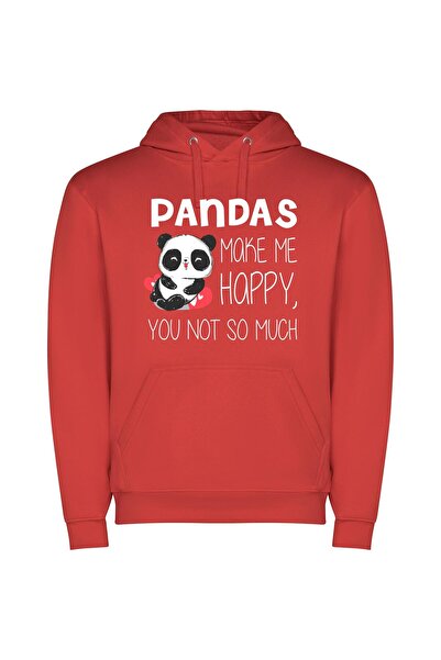 iLovePrints Panda Skater Chic Φούτερ με κουκούλα σε χρώμα Κόκκινο