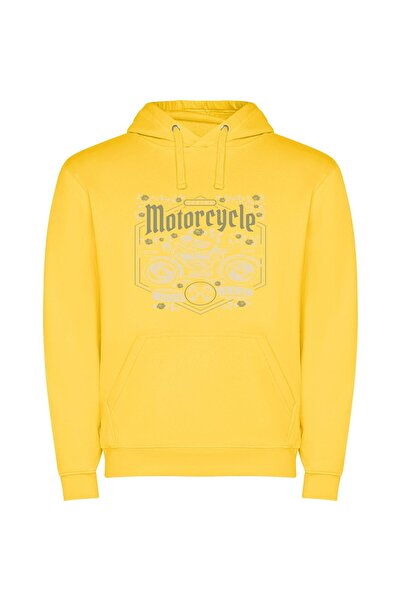 iLovePrints Motorcycle Diamond Dreams Φούτερ με κουκούλα σε χρώμα Κίτρινο
