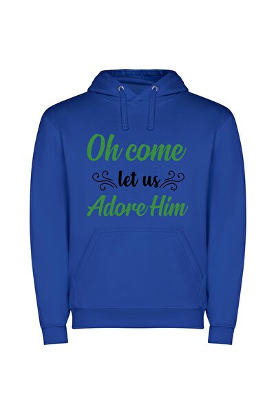 iLovePrints Effusive Warm Welcome: Him Φούτερ με κουκούλα σε χρώμα Μπλε