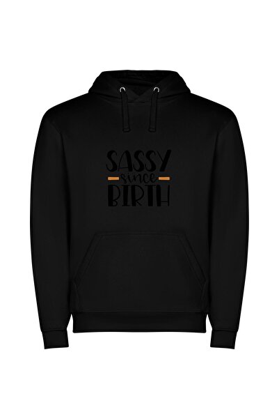 iLovePrints Birthed Sassin' Style Φούτερ με κουκούλα σε χρώμα Μαύρο