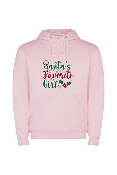iLovePrints Merry Santa's Favorite Girls Φούτερ με κουκούλα σε χρώμα Ροζ