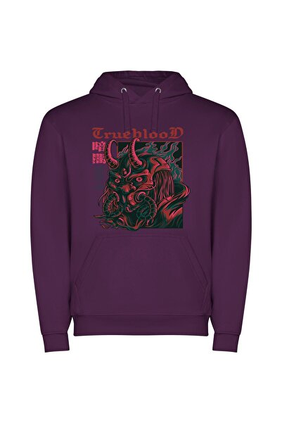 iLovePrints Seductively Sinister Samurai Shadow Φούτερ με κουκούλα σε χρώμα Μωβ