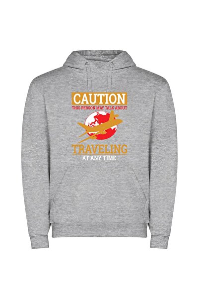 iLovePrints Wanderlust Whisperer Φούτερ με κουκούλα σε χρώμα Γκρι