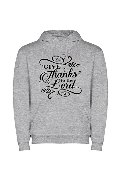iLovePrints B&W Lord's Gratitude Art Φούτερ με κουκούλα σε χρώμα Γκρι