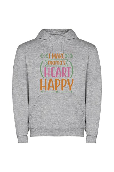 iLovePrints Mama's Blissful Heart Φούτερ με κουκούλα σε χρώμα Γκρι
