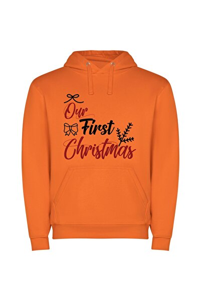 iLovePrints First Christmas Extravaganza Φούτερ με κουκούλα σε χρώμα Πορτοκαλί