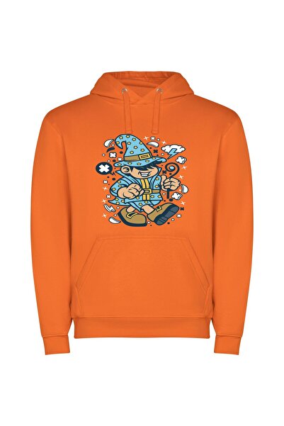 iLovePrints Magical Wizard Character Φούτερ με κουκούλα σε χρώμα Πορτοκαλί