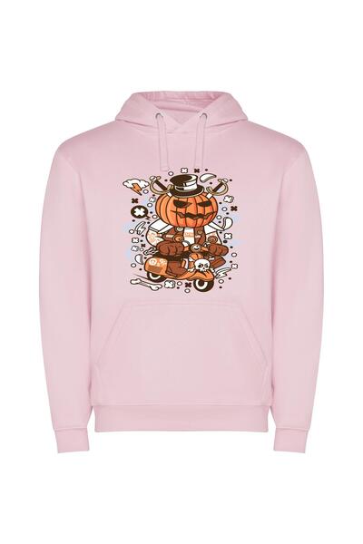 iLovePrints Pumpkin Scooter Spectacle Φούτερ με κουκούλα σε χρώμα Ροζ