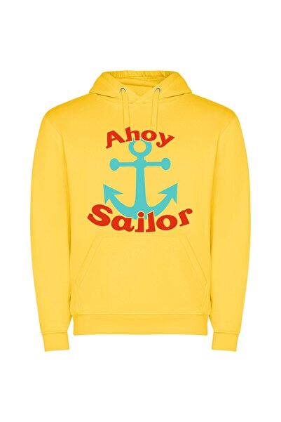 iLovePrints Sailor's Delight: Illustrated Anchor Φούτερ με κουκούλα σε χρώμα ...