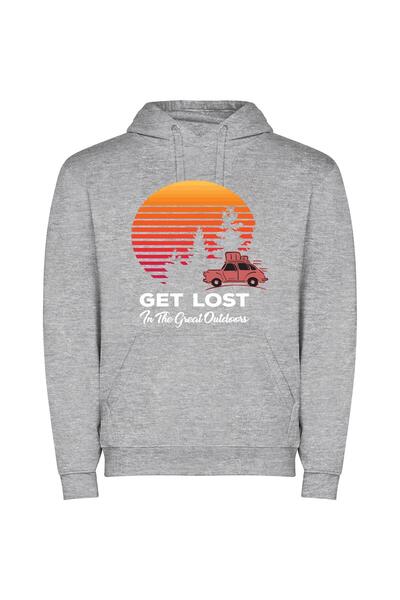 iLovePrints Lost Wild Wonder Φούτερ με κουκούλα σε χρώμα Γκρι