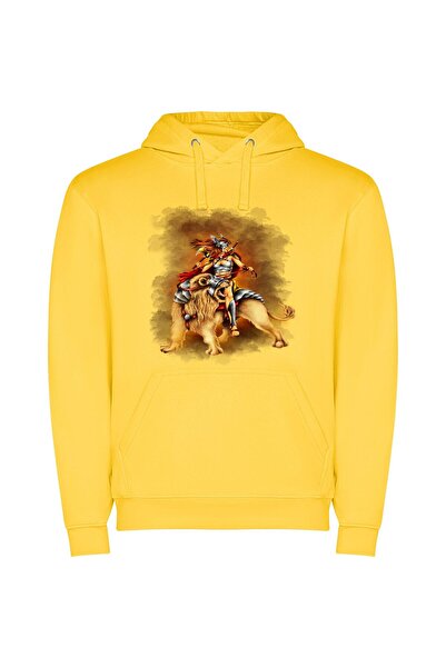 iLovePrints Lioness of Myth: A Digital Fantasy Φούτερ με κουκούλα σε χρώμα Κί...