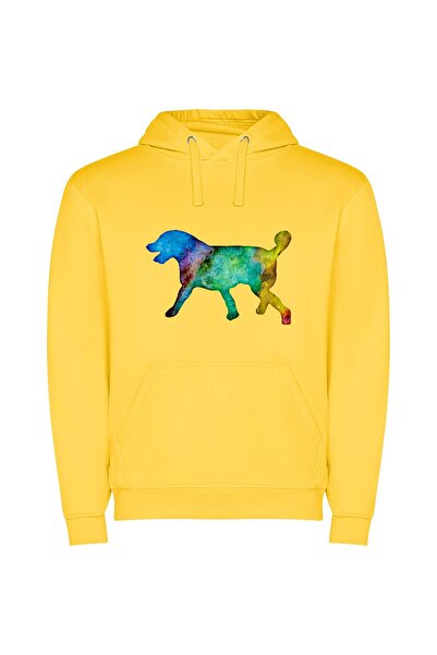 iLovePrints Inky Blue Dog Delight Φούτερ με κουκούλα σε χρώμα Κίτρινο