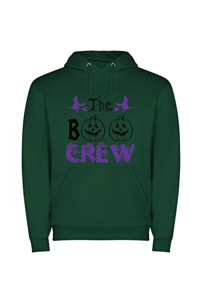 iLovePrints Spooky Halloween Pumpkin Tower Φούτερ με κουκούλα σε χρώμα Πράσινο