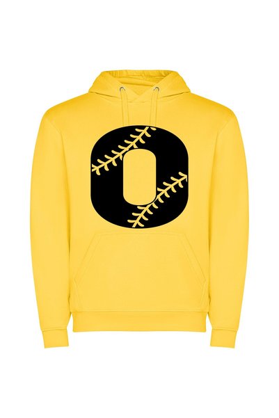 iLovePrints O-Patterned Baseball Art Φούτερ με κουκούλα σε χρώμα Κίτρινο