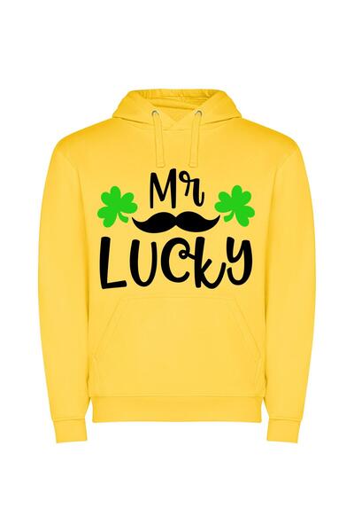 iLovePrints Moustached Shamrock Spectacle Φούτερ με κουκούλα σε χρώμα Κίτρινο