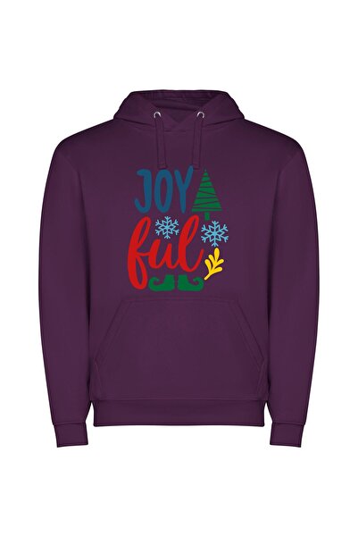 iLovePrints Joyous Christmas Greetings Φούτερ με κουκούλα σε χρώμα Μωβ