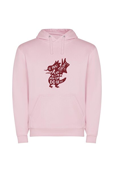 iLovePrints Crimson Dragon's Can-Do Dream Φούτερ με κουκούλα σε χρώμα Ροζ