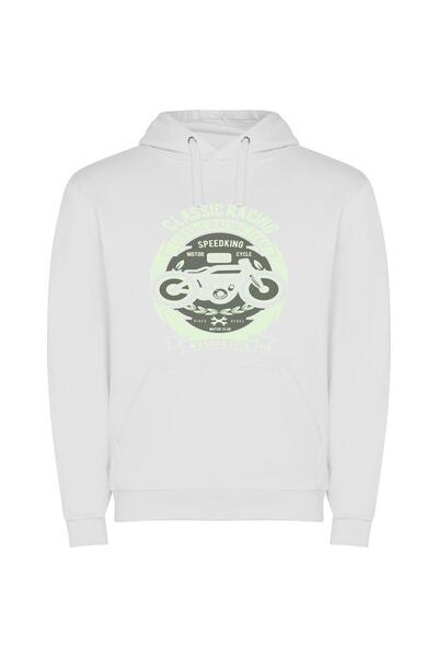 iLovePrints Speed Art: Clean Vector Φούτερ με κουκούλα σε χρώμα Λευκό