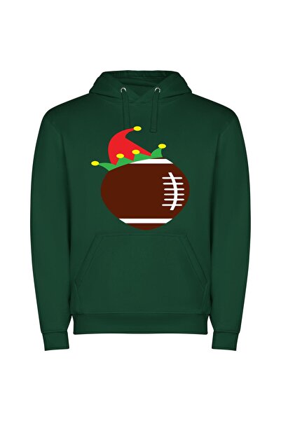 iLovePrints Festive Super Bowl Mascot Φούτερ με κουκούλα σε χρώμα Πράσινο
