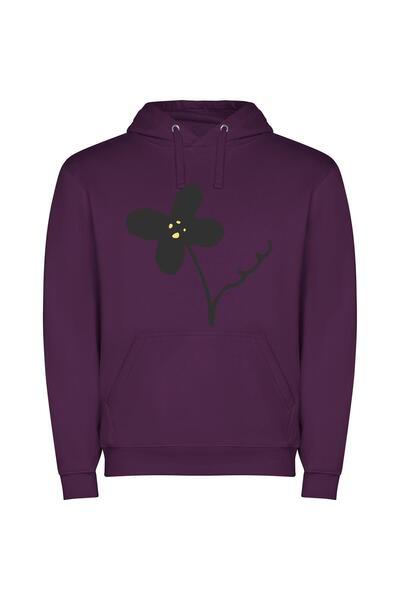 iLovePrints Pure Noir Blossom Φούτερ με κουκούλα σε χρώμα Μωβ
