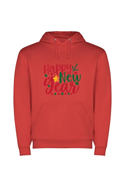 iLovePrints Festive New Year Delights Φούτερ με κουκούλα σε χρώμα Κόκκινο