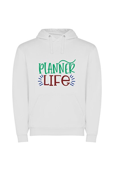 iLovePrints Life's Planner Paradise Φούτερ με κουκούλα σε χρώμα Λευκό